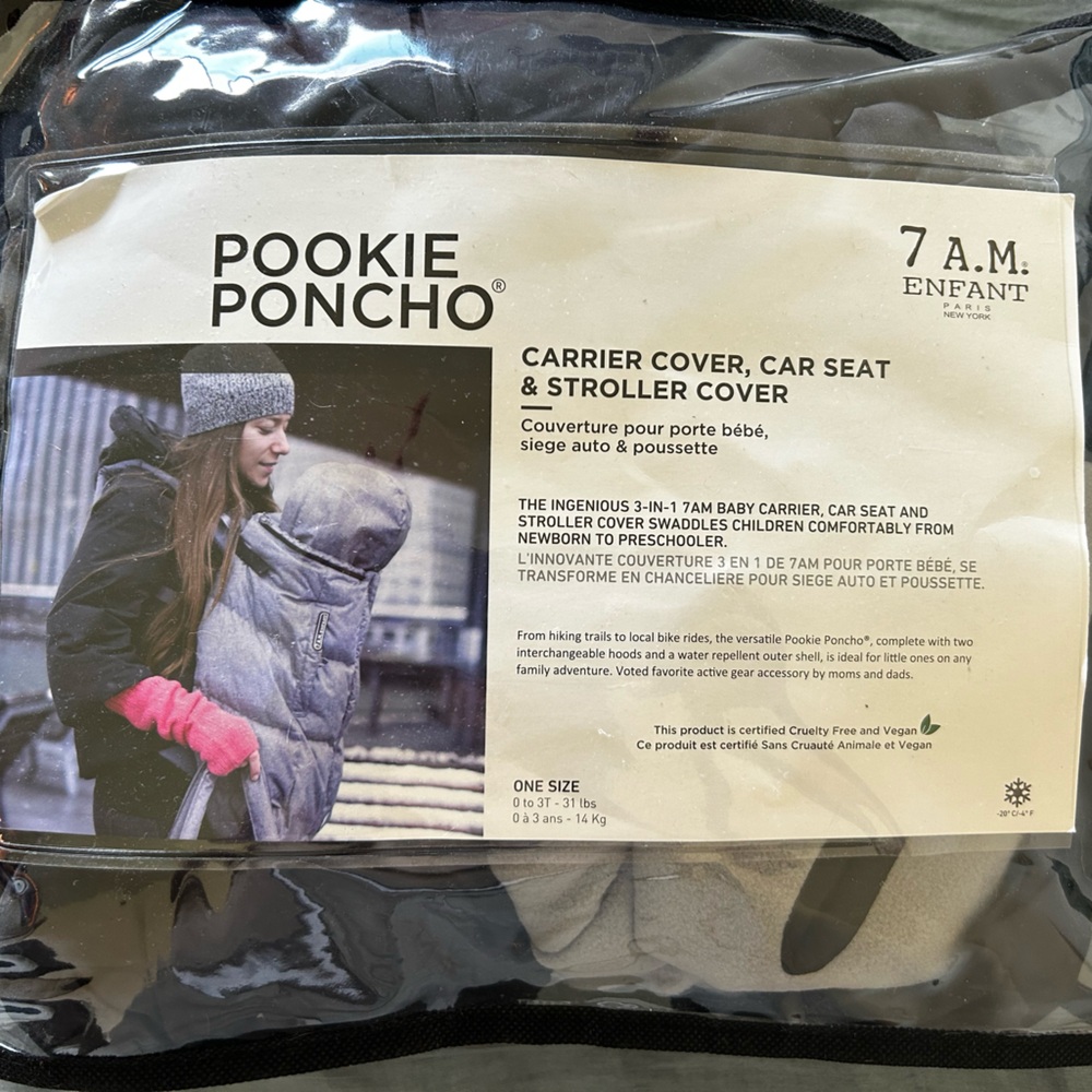 7 A.M. Enfant Pookie Poncho in Black and Gray
